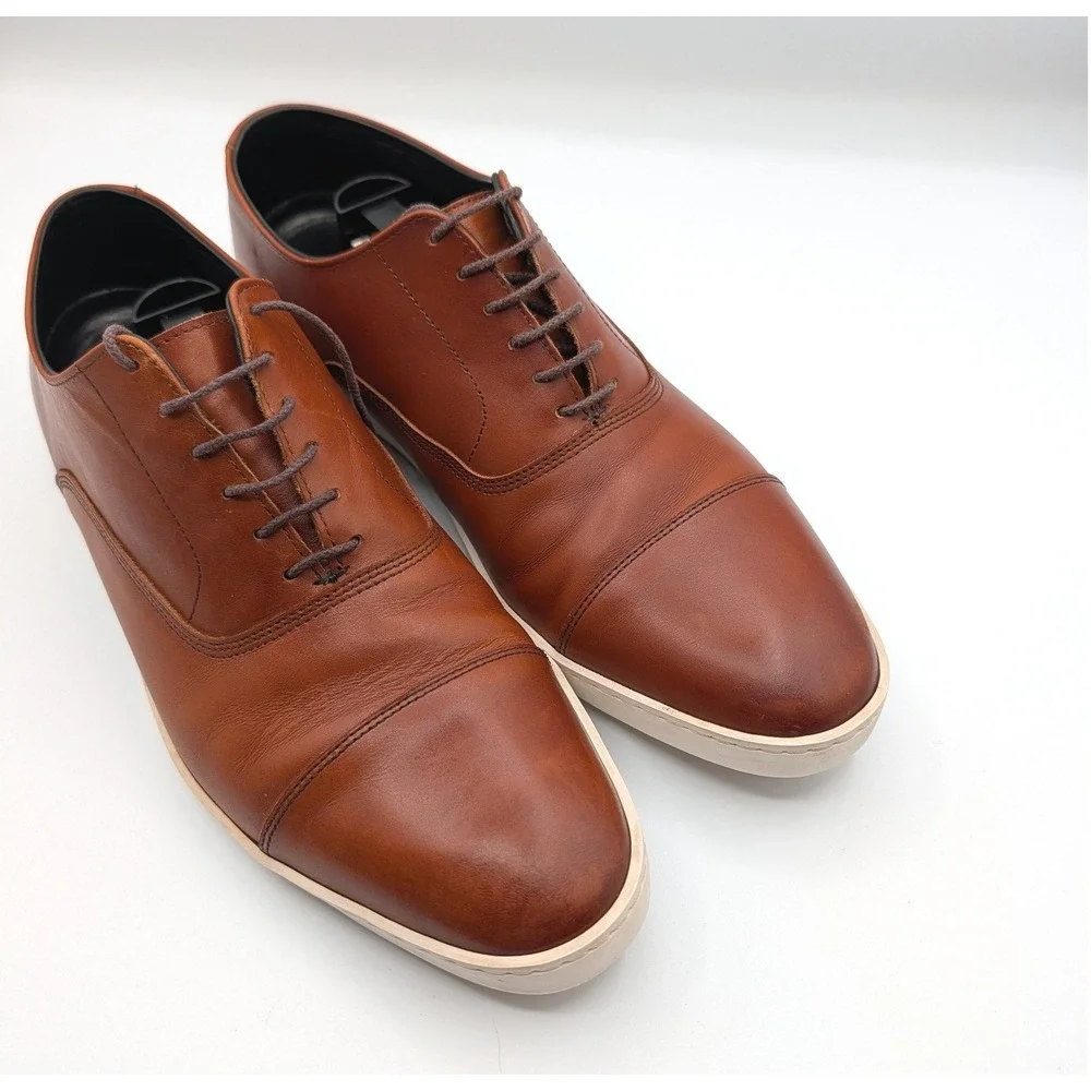 Allen Edmonds Park Avenue Oxford Sneakers Tan Leather Cap Toe Shoes Mens 11 D